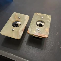 Best Pamono Space Age Italian Green and Brown Onyx Marble Wall Sconces, 1970s, Set of 2