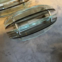 Hot Pamono Space Age Italian Green and Smoked Glass Wall Sconces by Veca, 1960s, Set of 2