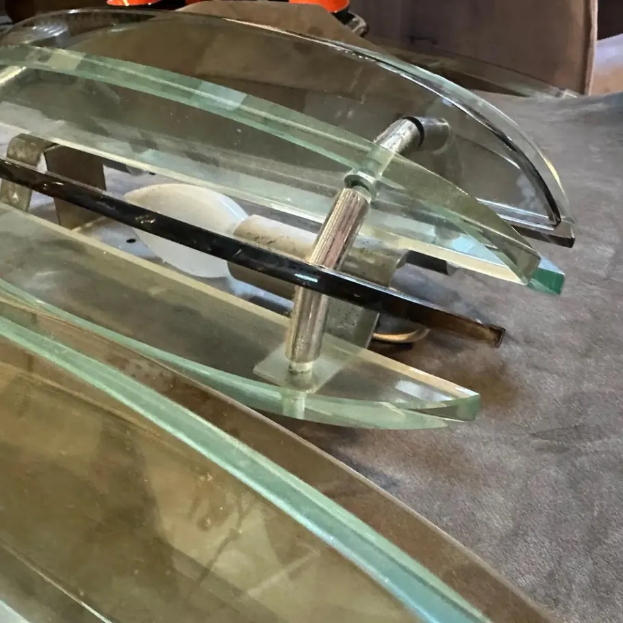 Hot Pamono Space Age Italian Green and Smoked Glass Wall Sconces by Veca, 1960s, Set of 2