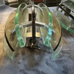 Hot Pamono Space Age Italian Green and Smoked Glass Wall Sconces by Veca, 1960s, Set of 2