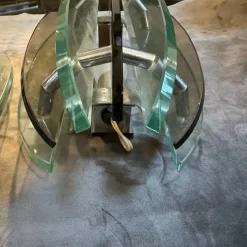 Hot Pamono Space Age Italian Green and Smoked Glass Wall Sconces by Veca, 1960s, Set of 2