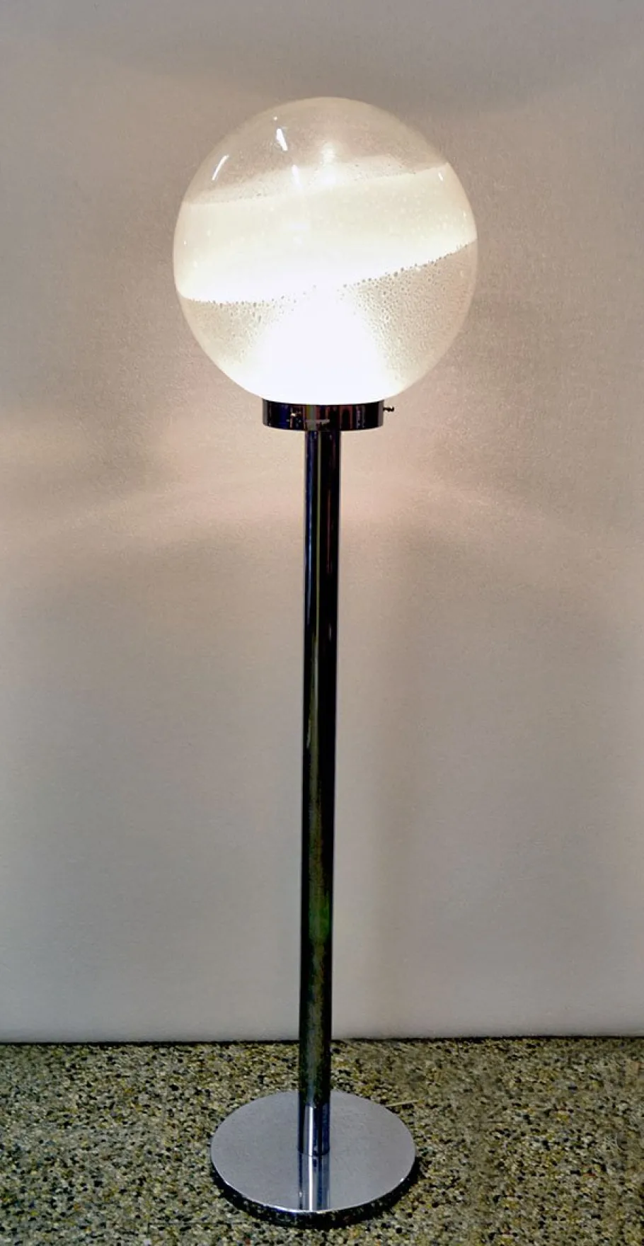 Pamono Space Age Italian Metal and Murano Glass Floor Lamp from Mazzega, 1970s