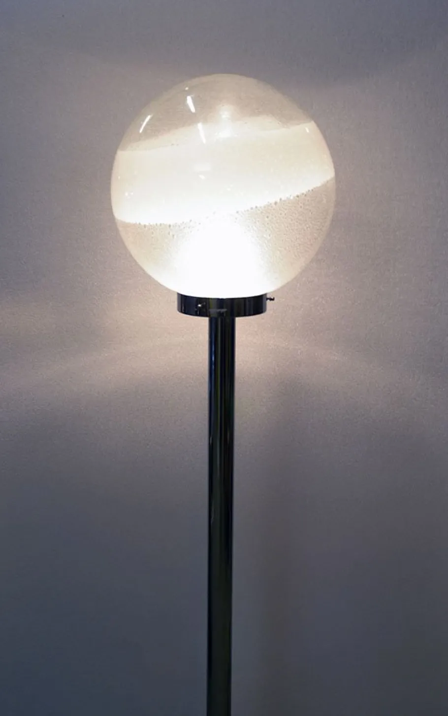Pamono Space Age Italian Metal and Murano Glass Floor Lamp from Mazzega, 1970s