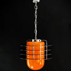 Sale Pamono Space Age Lounge Ceiling Lamp with Orange Glass, 1970s