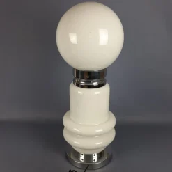 New Pamono Space Age Metal and Murano Glass Table Lamp, 1970s