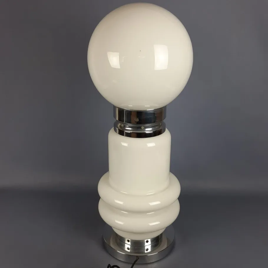 New Pamono Space Age Metal and Murano Glass Table Lamp, 1970s