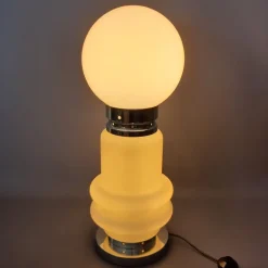 New Pamono Space Age Metal and Murano Glass Table Lamp, 1970s