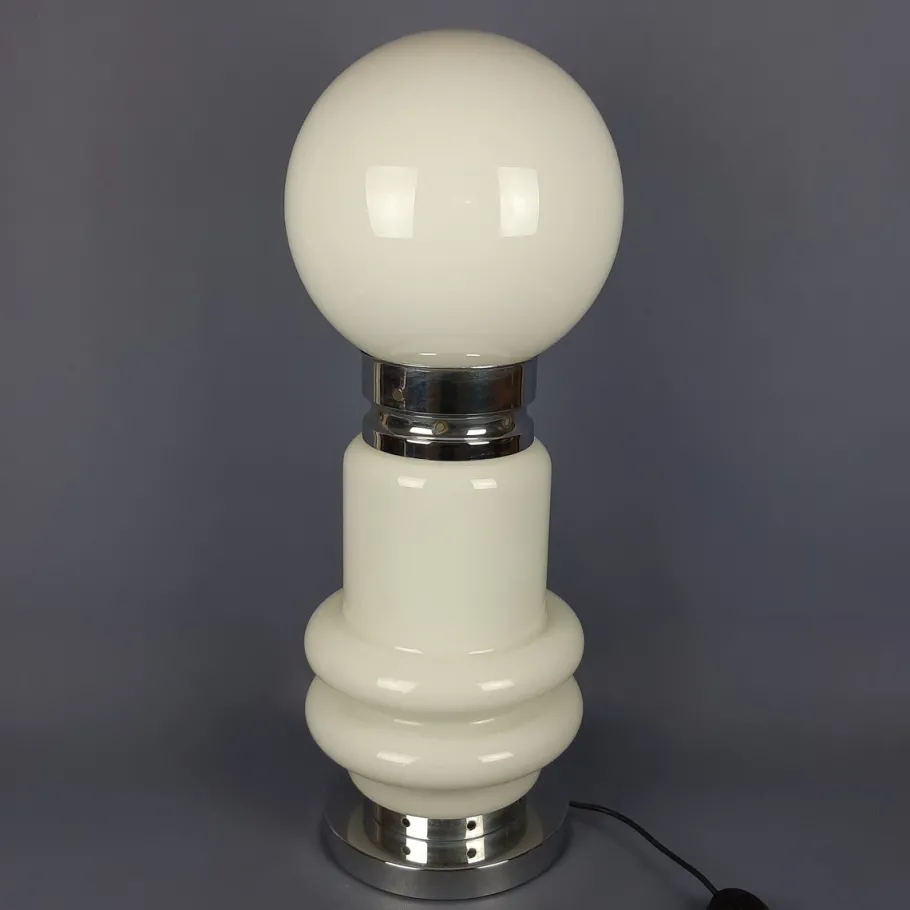 New Pamono Space Age Metal and Murano Glass Table Lamp, 1970s