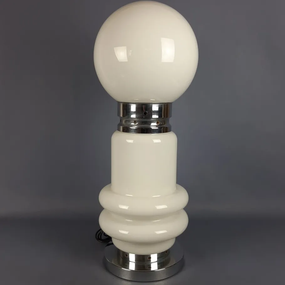 New Pamono Space Age Metal and Murano Glass Table Lamp, 1970s