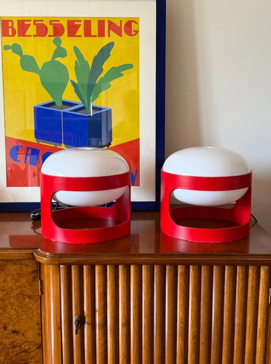 New Pamono Space Age Model KD27 Table Lamps by Joe Colombo for Kartell, Italy, 1970s, Set of 2