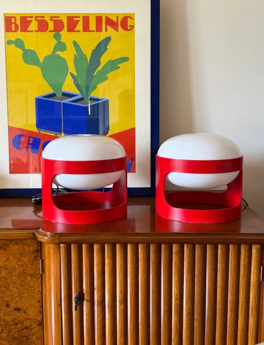 New Pamono Space Age Model KD27 Table Lamps by Joe Colombo for Kartell, Italy, 1970s, Set of 2