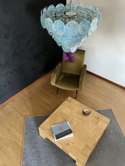 Clearance Pamono Space Age Murano Chandelier with 57 Blue Albaster Iridescent Glasses, 1990s