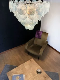 Clearance Pamono Space Age Murano Chandelier with 57 Blue Albaster Iridescent Glasses, 1990s