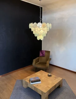 Clearance Pamono Space Age Murano Chandelier with 57 Blue Albaster Iridescent Glasses, 1990s