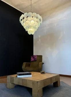 Clearance Pamono Space Age Murano Chandelier with 57 Blue Albaster Iridescent Glasses, 1990s