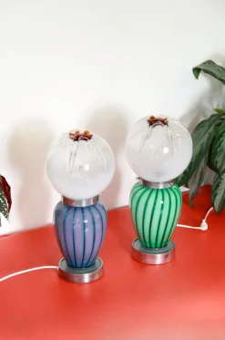 Discount Pamono Space Age Murano Swirl Table Lamps from Mazzega, Italy, 1970s, Set of 2