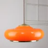 New Pamono Space Age Orange Brass and Acrylic Glass Pendant Lamp, 1970s