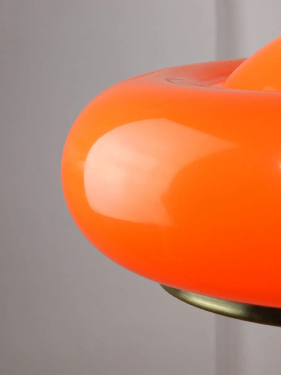 New Pamono Space Age Orange Brass and Acrylic Glass Pendant Lamp, 1970s