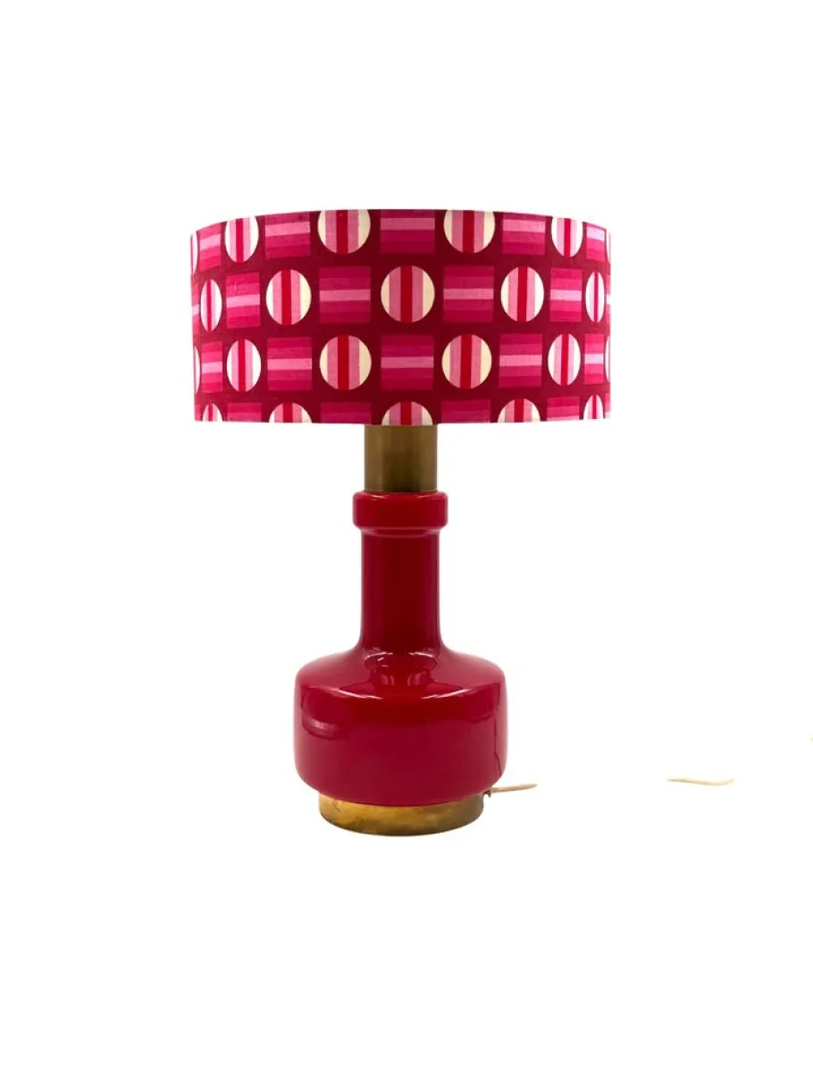 New Pamono Space Age Red Glass Table Lamp, Italy, 1960s