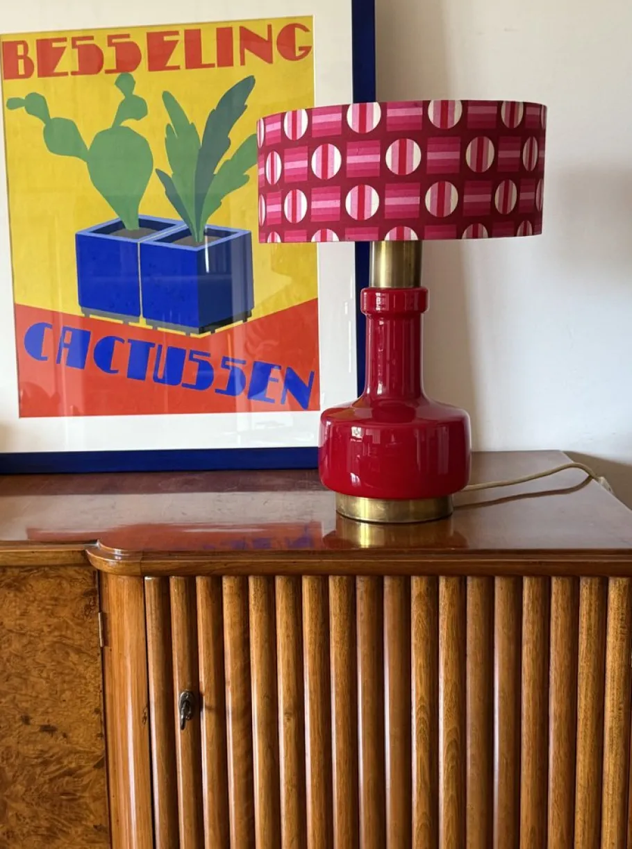 New Pamono Space Age Red Glass Table Lamp, Italy, 1960s