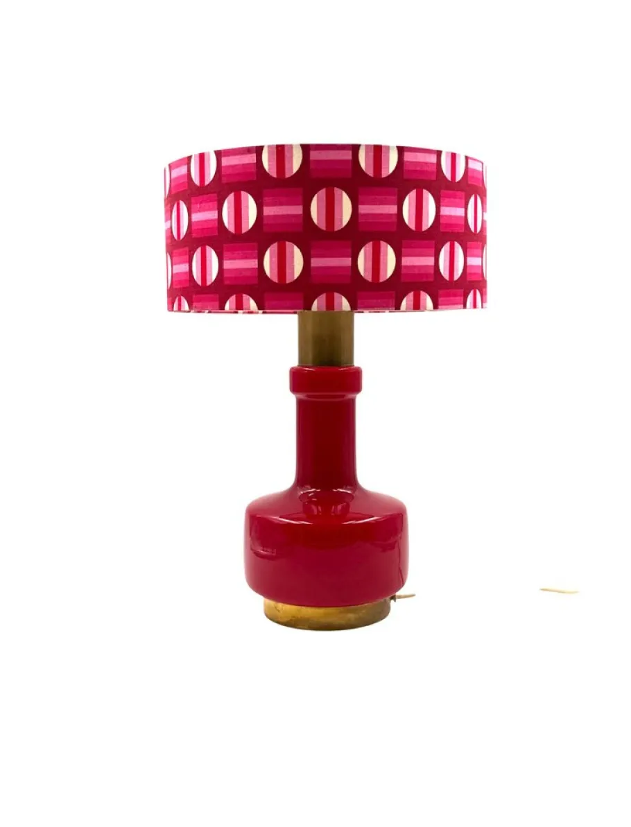 New Pamono Space Age Red Glass Table Lamp, Italy, 1960s