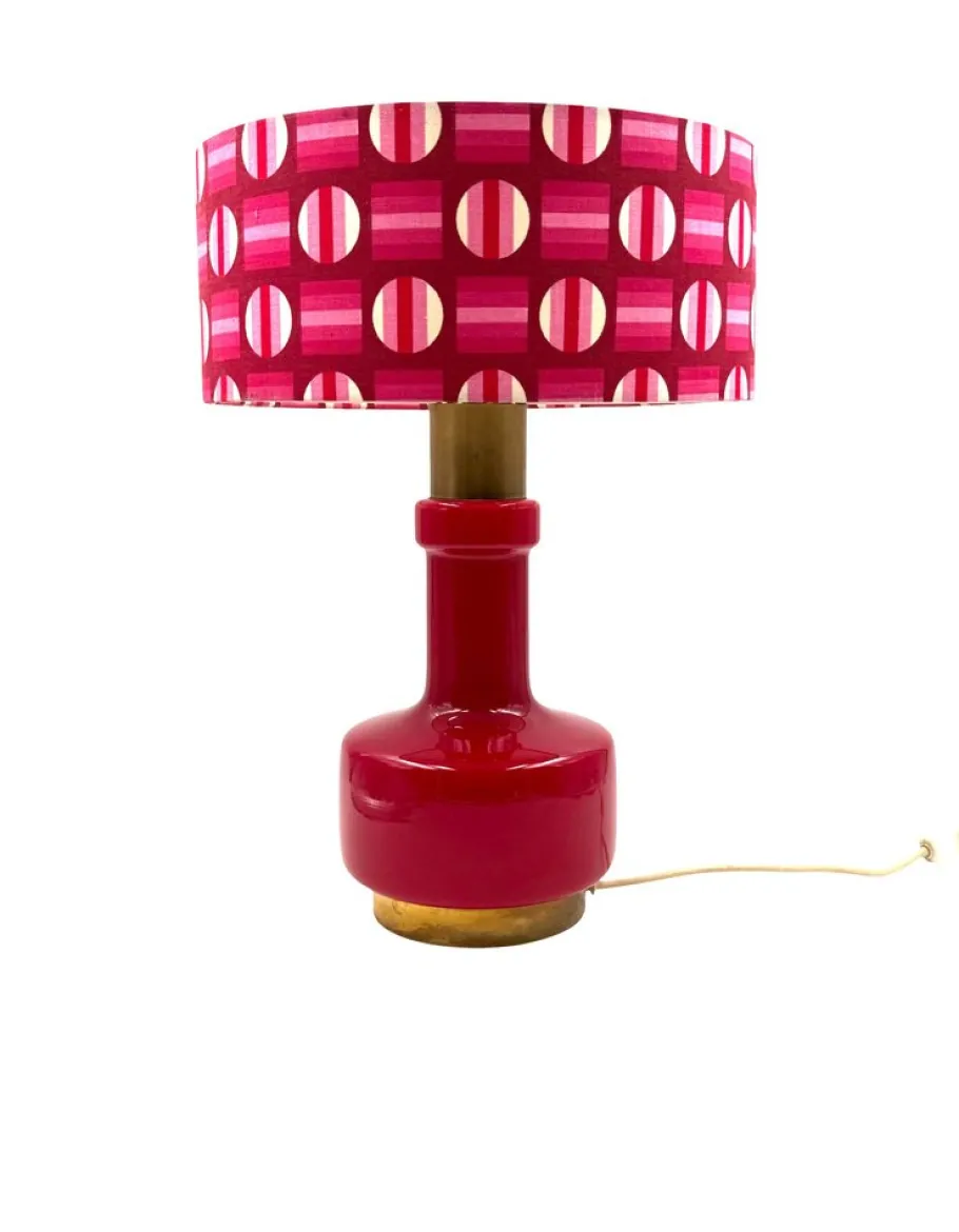 New Pamono Space Age Red Glass Table Lamp, Italy, 1960s