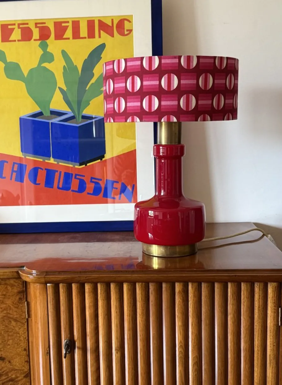 New Pamono Space Age Red Glass Table Lamp, Italy, 1960s