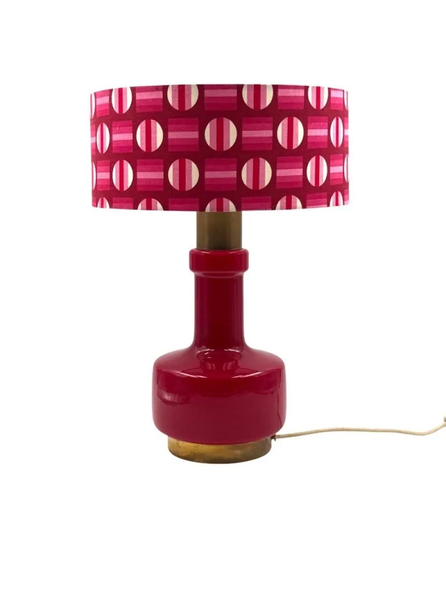 New Pamono Space Age Red Glass Table Lamp, Italy, 1960s