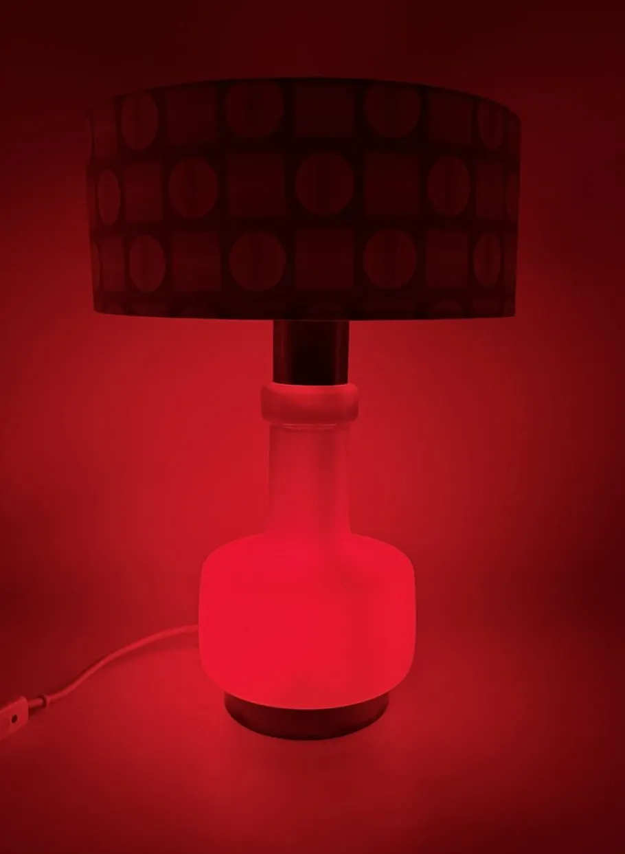 New Pamono Space Age Red Glass Table Lamp, Italy, 1960s