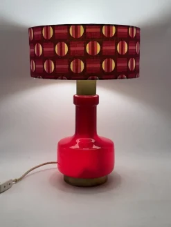 New Pamono Space Age Red Glass Table Lamp, Italy, 1960s