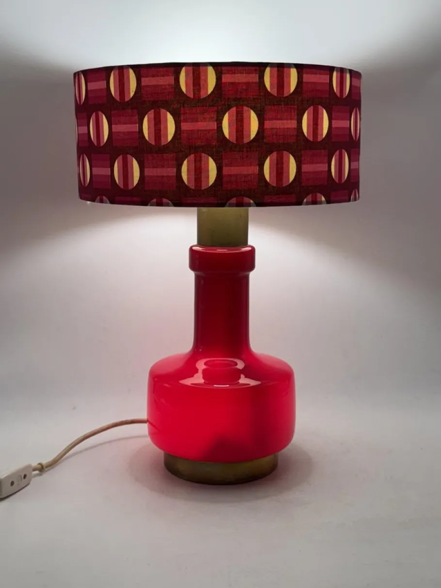 New Pamono Space Age Red Glass Table Lamp, Italy, 1960s