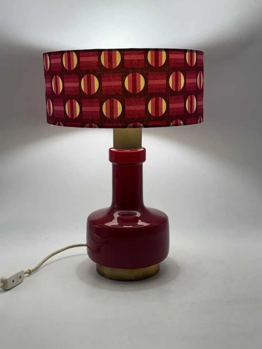 New Pamono Space Age Red Glass Table Lamp, Italy, 1960s