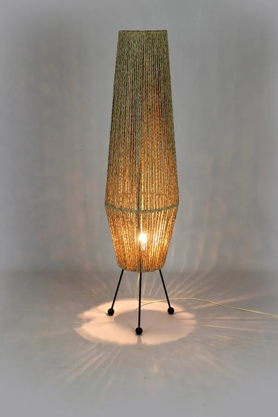 Best Pamono Space Age Rocket Floor Lamp with a Braided String, Former Czechoslovakia, 1960s