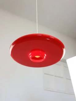 Best Pamono Space Age Saucer Pendant in Red Acrylic Glass from Guzzini, 1960s