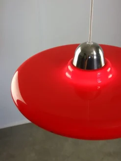 Best Pamono Space Age Saucer Pendant in Red Acrylic Glass from Guzzini, 1960s