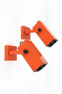 Discount Pamono Space Age Square Wall Spots attributed to Staff Leuchten, 1970s, Set of 2