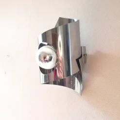 New Pamono Space Age Stainless Steel Wall Light, 1970s
