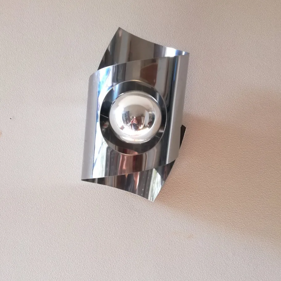 New Pamono Space Age Stainless Steel Wall Light, 1970s