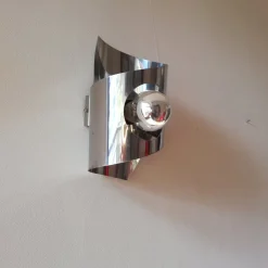 New Pamono Space Age Stainless Steel Wall Light, 1970s