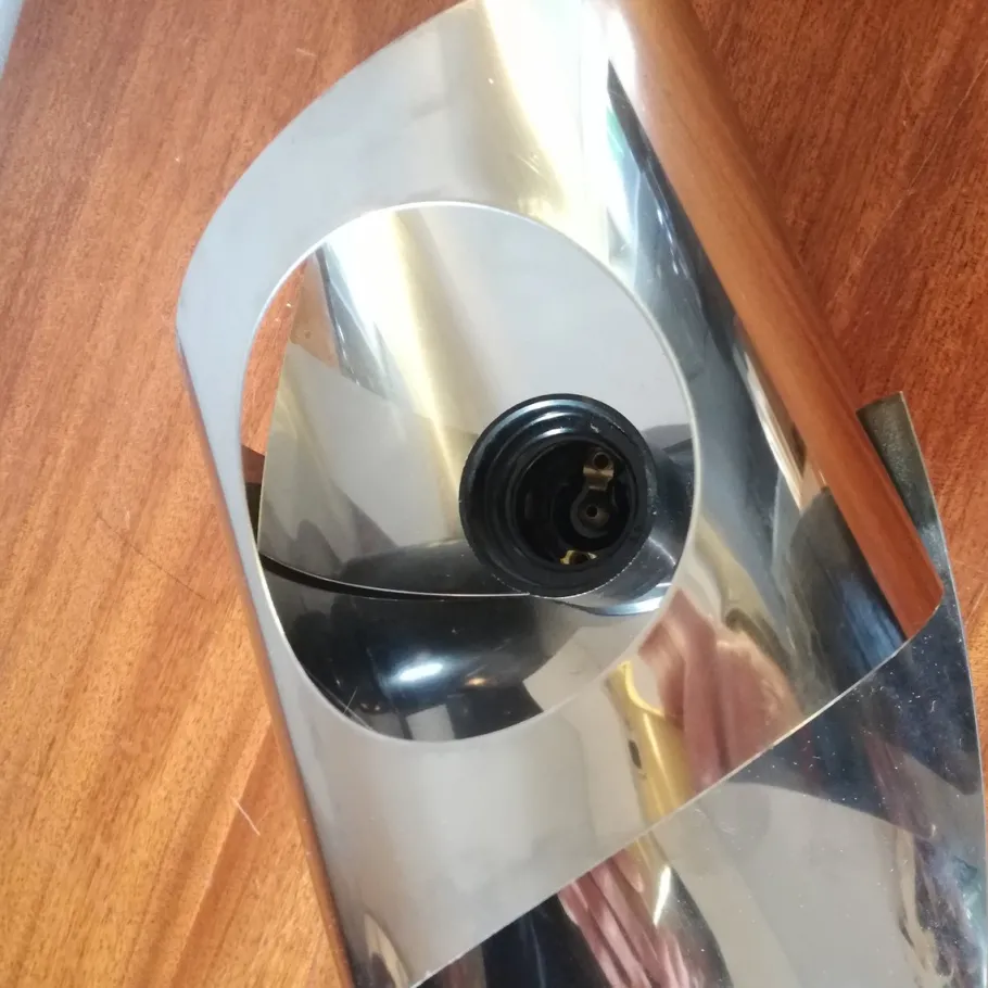 New Pamono Space Age Stainless Steel Wall Light, 1970s