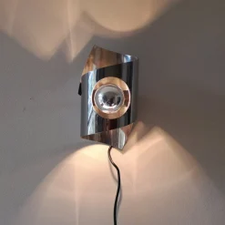 New Pamono Space Age Stainless Steel Wall Light, 1970s