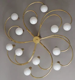 Clearance Pamono Space Age Swirl Ceiling Lamp in Brass from Cosack