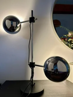 New Pamono Space Age Table Lamp with Adjustable Chrome Ball Shades by Reggiani, 1970s