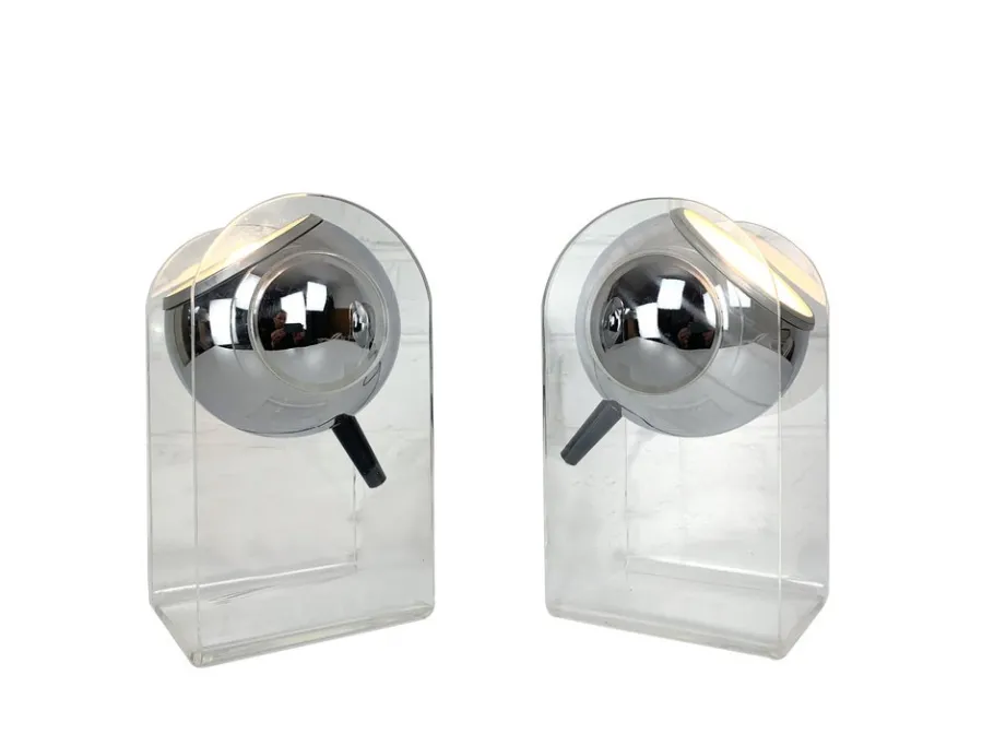 Best Pamono Space Age Table Lamps in Acrylic Glass by Gino Sarfatti for Arteluce, Set of 2