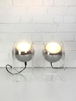Best Pamono Space Age Table Lamps in Acrylic Glass by Gino Sarfatti for Arteluce, Set of 2