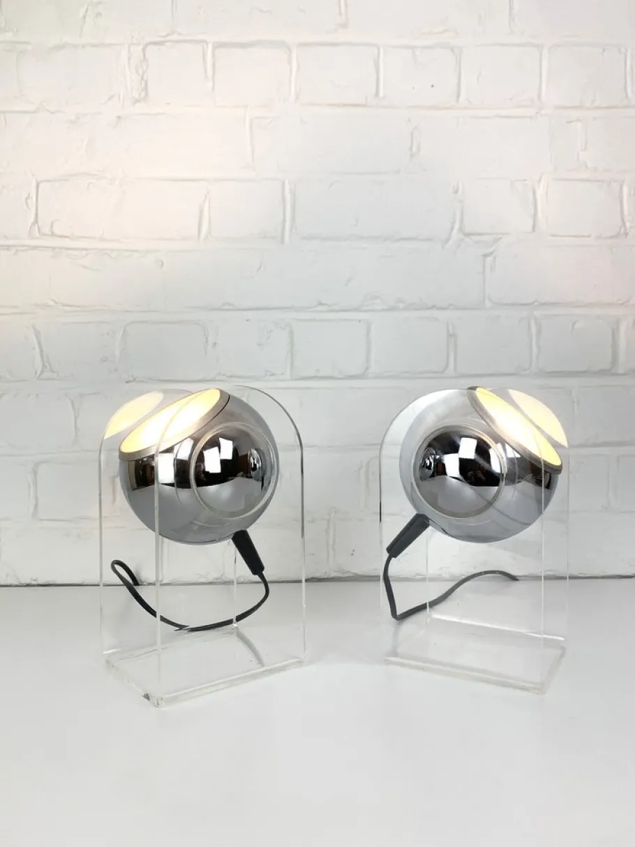 Best Pamono Space Age Table Lamps in Acrylic Glass by Gino Sarfatti for Arteluce, Set of 2