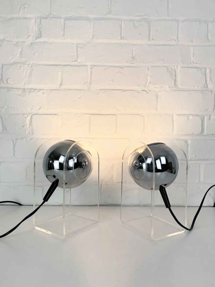 Best Pamono Space Age Table Lamps in Acrylic Glass by Gino Sarfatti for Arteluce, Set of 2