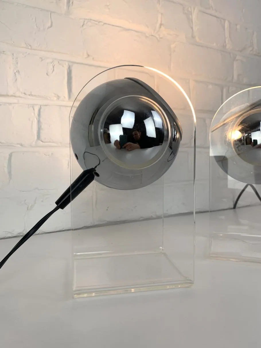 Best Pamono Space Age Table Lamps in Acrylic Glass by Gino Sarfatti for Arteluce, Set of 2
