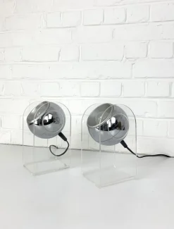 Best Pamono Space Age Table Lamps in Acrylic Glass by Gino Sarfatti for Arteluce, Set of 2