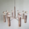 New Pamono Space Age Tubular Chrome Metal Chandelier from Hustadt Leuchten, 1970s
